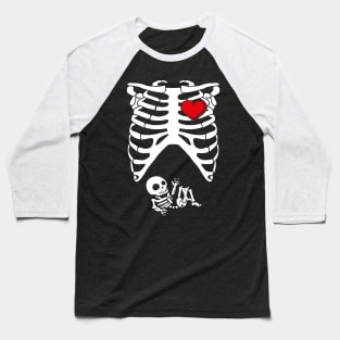 Spooky Skeleton Costume Pregnant Mommy Baseball T-Shirt